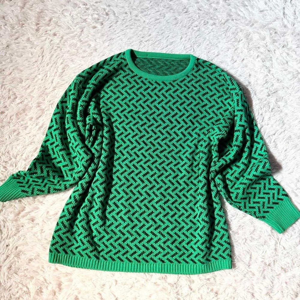 Geometric Vivid Oversized Alternative Weird Colorful Cosby Ugly Sweater Womens L